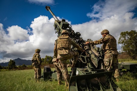 U.S. Soldiers assigned to Charlie Company, 1st Battalion, 487th Field Artillery Regiment (1-487 FA), 29th Brigade Support Battalion, Hawaii Army National Guard conduct fire support certification at Schofield Barracks, Hawaii, Jan. 6, 2024....