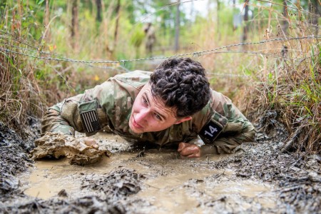 Mortar teams from across the globe compete during the third day of the 2024 International Best Mortar Competition in the &#34;Darby Qeen&#34; obstacle course at Camp Darby in Cusseta, Ga., April 9, 2024. During the 2024 International Best Mortar...
