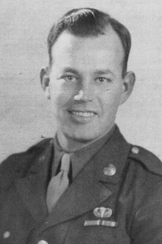 Army Pvt. John Steele poses for a photo in his dress uniform during World War II.