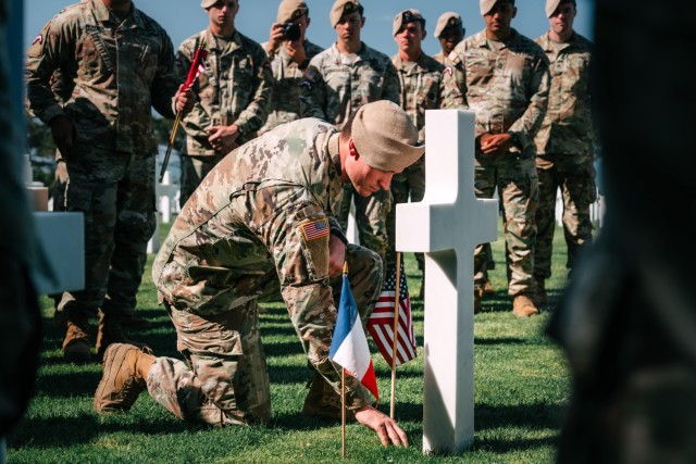 U.S. Army Rangers, assigned to the 75th Ranger Regiment, tour the Normandy American Ceremony, in Normandy, France, June 2, 2024. This year marks the 80th anniversary of Operation Overlord.