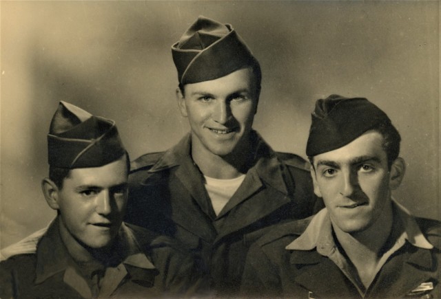 Jim Shalala, right, poses for a photo with other Soldiers while in Paris during WWII. The 2nd Ranger Battalion fought in battles in northern France, western Germany and central Europe.