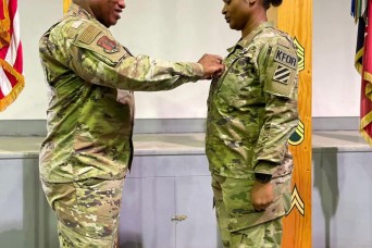 Senior Enlisted Leader Officiates at Deployed Niece’s Promotion